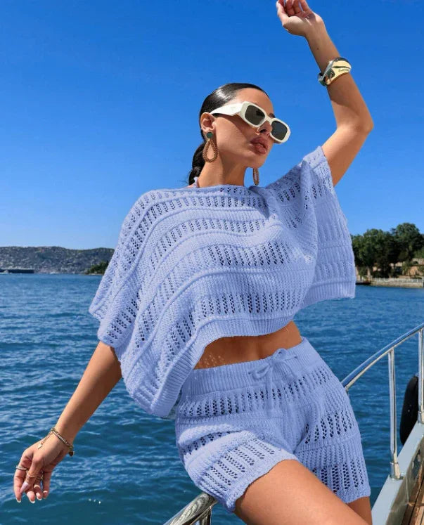 Ensemble Féminin en Tricot pour les Vacances d'Été à la Plage