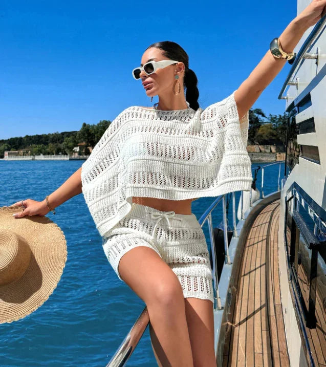 Ensemble Féminin en Tricot pour les Vacances d'Été à la Plage