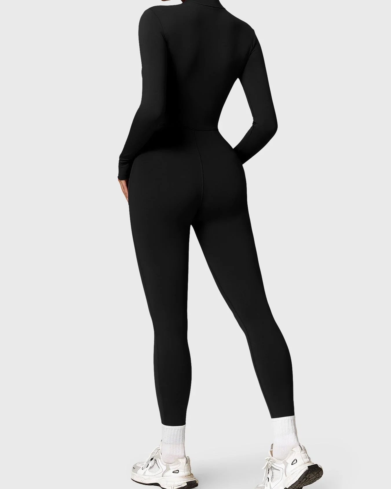 Combinaison de Fitness Lune à Manches Longues avec Fermeture Éclair