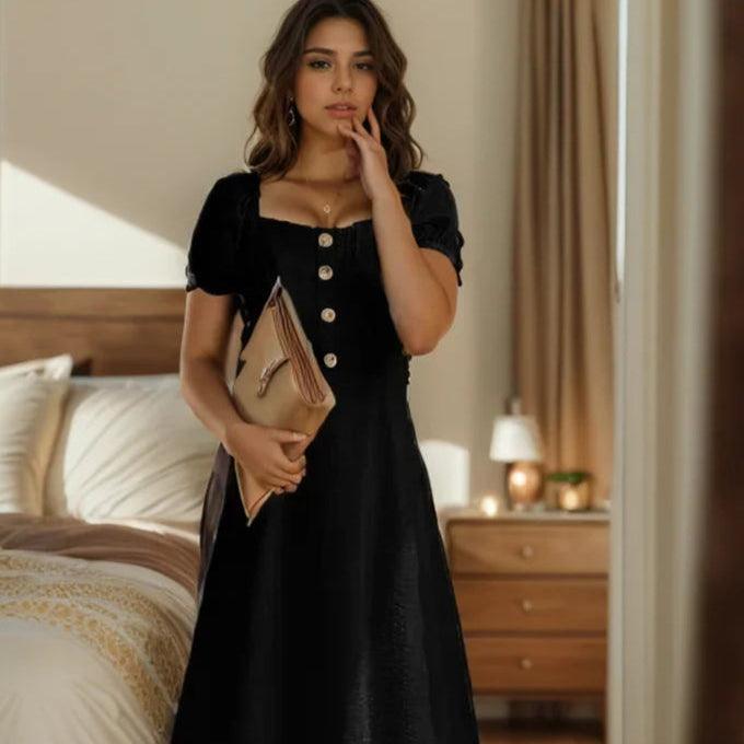 Robe Midi à Taille Haute